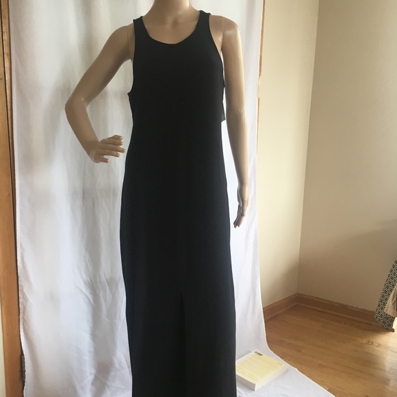 Black Maxi Dress with Cut Outs & Pleather Accent - Picture 2 of 7